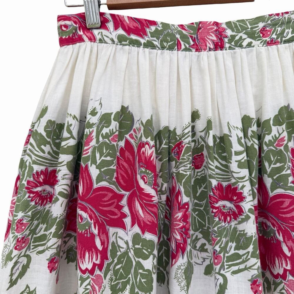 Vintage 60’s Pleated Floral Cotton Skirt, 28” - Picture 4 of 9